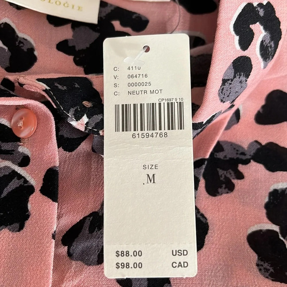 Maeve by Anthropologie Rita Leopard Print Tie Front Tunic in Pink - NEW - Medium - Picture 7 of 10